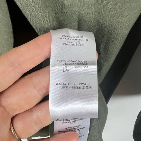 Pietro Brunelli Oversized Linen Blend Button Up Shirt Olive Green Sz S Lagenlook - Picture 12 of 12